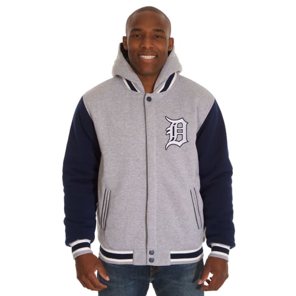 JH DESIGN Men's MLB Detroit Tigers Reversible Fleece Hooded Jacket