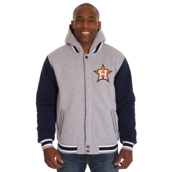 JH DESIGN Men's MLB Houston Astros Reversible Fleece Hooded Jacket