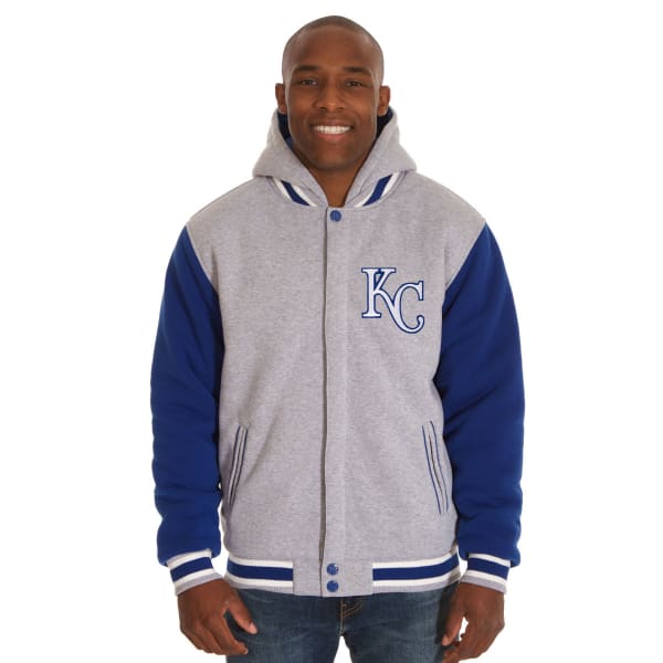 JH DESIGN Men's MLB Kansas City Royals Reversible Fleece Hooded Jacket