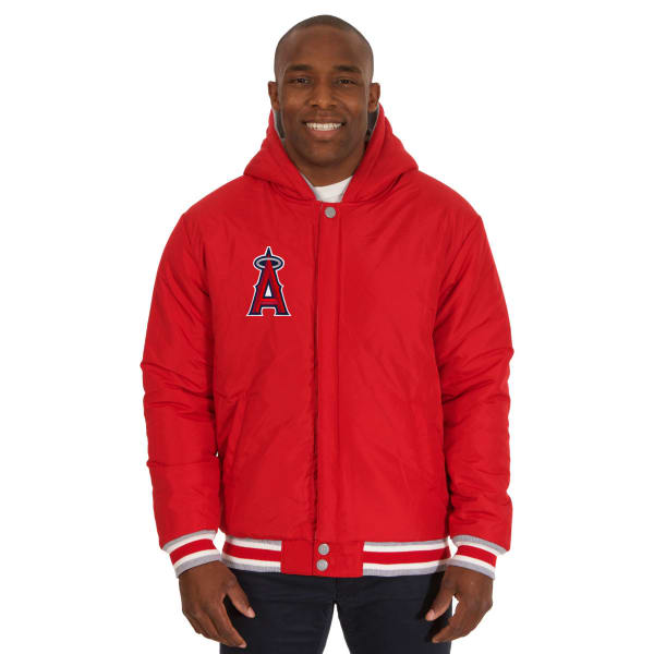 JH DESIGN Men's MLB Los Angeles Angels Reversible Fleece Hooded Jacket