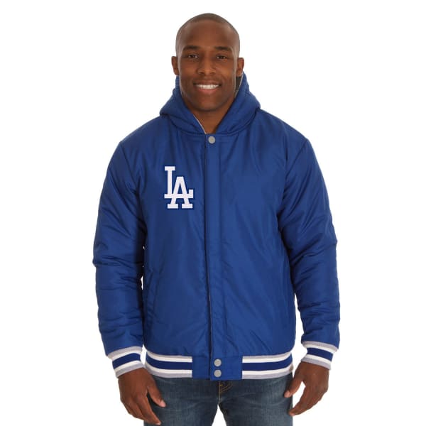 JH DESIGN Men's MLB Los Angeles Dodgers Reversible Fleece Hooded Jacket