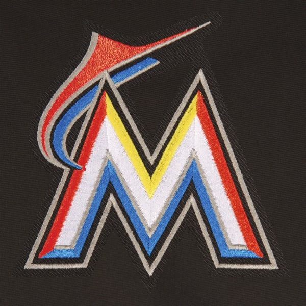 JH DESIGN Men's MLB Miami Marlins Reversible Fleece Hooded Jacket