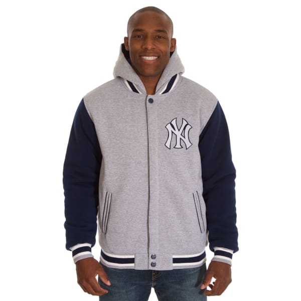 JH DESIGN Men's MLB New York Yankees Reversible Fleece Hooded Jacket