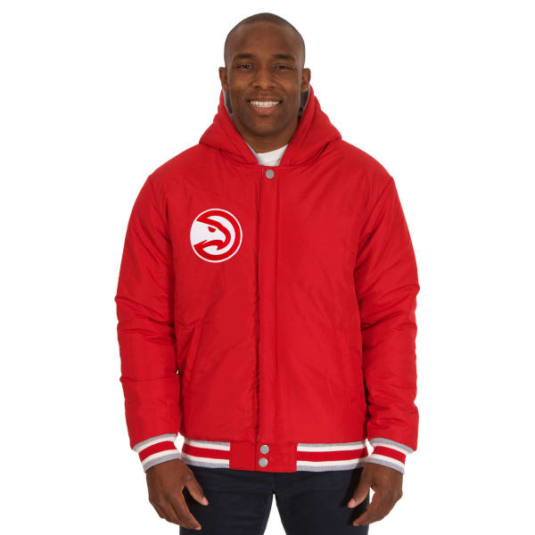 JH DESIGN Men's NBA Atlanta Hawks Reversible Fleece Hooded Jacket