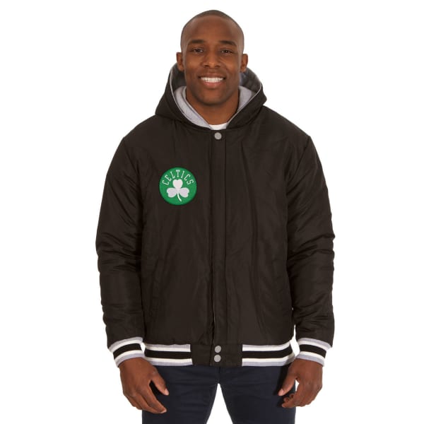 JH DESIGN Men's NBA Boston Celtics Reversible Fleece Hooded Jacket