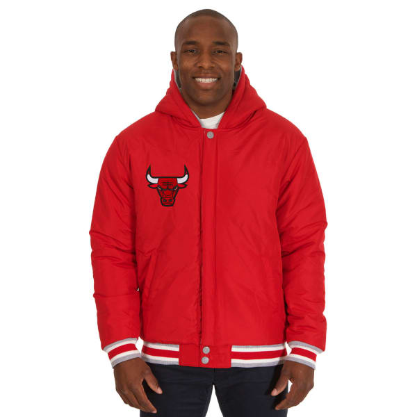 JH DESIGN Men's NBA Chicago Bulls Reversible Fleece Hooded Jacket