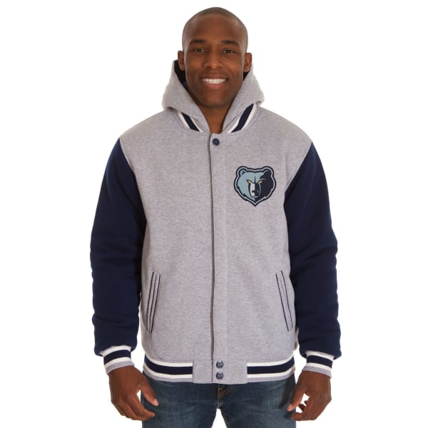 JH DESIGN Men's NBA Memphis Grizzlies Reversible Fleece Hooded Jacket