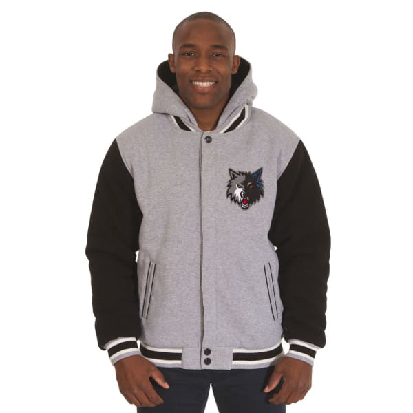 JH DESIGN Men's NBA Minnesota Timberwolves Reversible Fleece Hooded Jacket