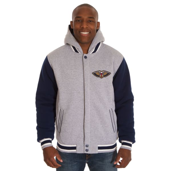 JH DESIGN Men's NBA New Orleans Pelicans Reversible Fleece Hooded Jacket