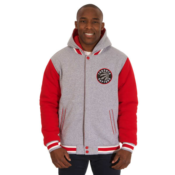 JH DESIGN Men's NBA Toronto Raptors Reversible Fleece Hooded Jacket