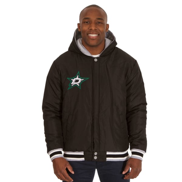 JH DESIGN Men's NHL Dallas Stars Reversible Fleece Hooded Jacket