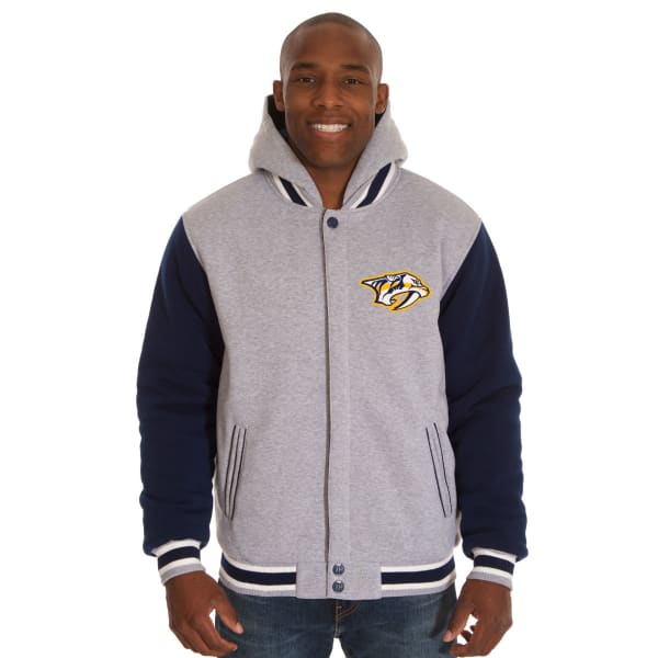 JH DESIGN Men's NHL Nashville Predators Reversible Fleece Hooded Jacket