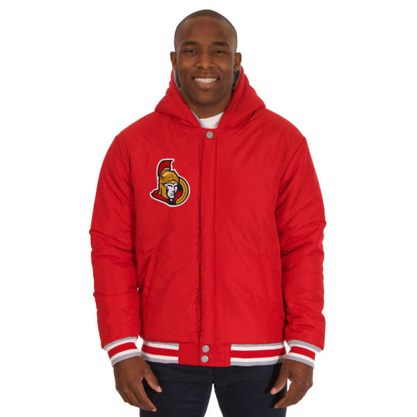 JH DESIGN Men's NHL Ottawa Senators Reversible Fleece Hooded Jacket