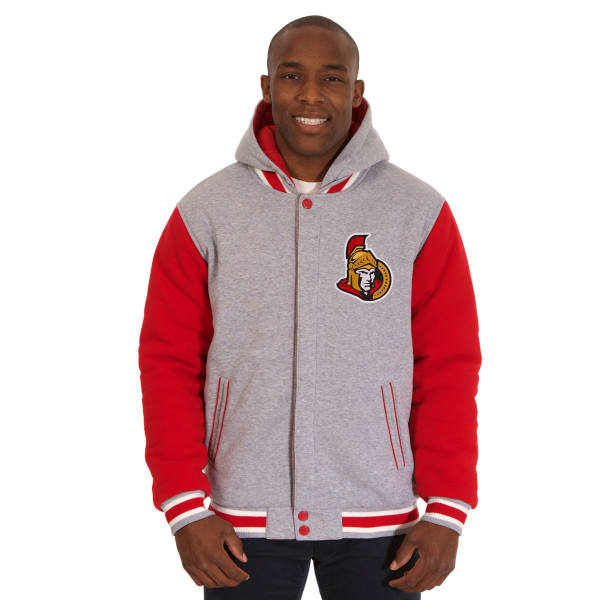 JH DESIGN Men's NHL Ottawa Senators Reversible Fleece Hooded Jacket