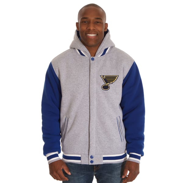 JH DESIGN Men's NHL St. Louis Blues Reversible Fleece Hooded Jacket