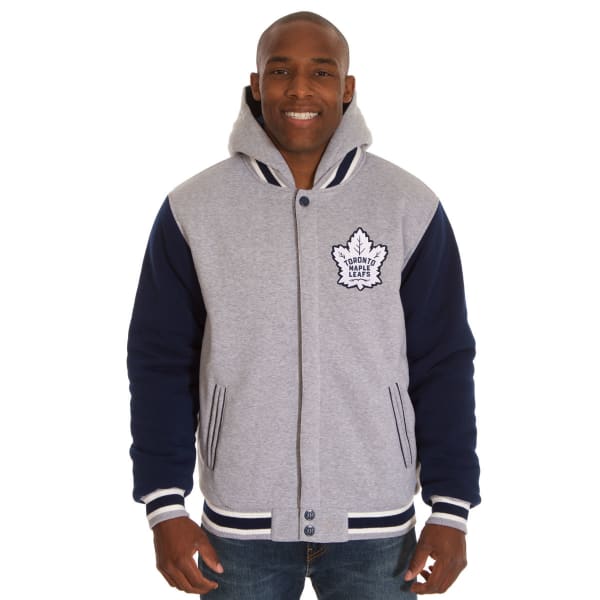 JH DESIGN Men's NHL Toronto Maple Leafs Reversible Fleece Hooded Jacket