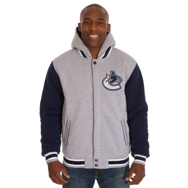 JH DESIGN Men's NHL Vancouver Canucks Reversible Fleece Hooded Jacket