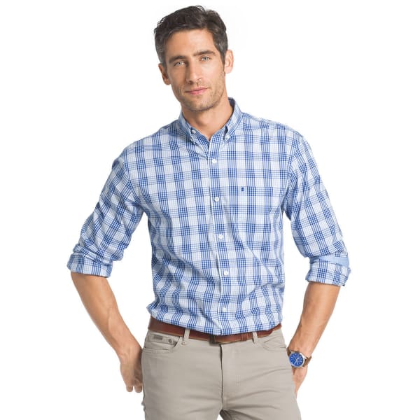 IZOD Men's Plaid Stretch Woven Long-Sleeve Shirt