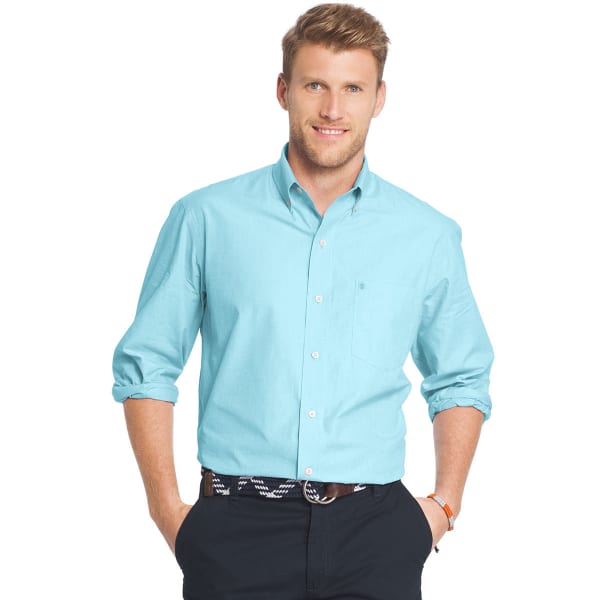 IZOD Men's Essential Poplin Woven Long-Sleeve Shirt