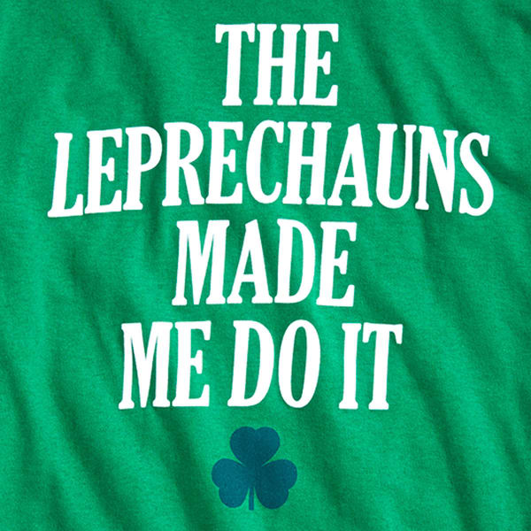 TEE LUV Guys' The Leprechauns Made Me Do It Short-Sleeve Tee