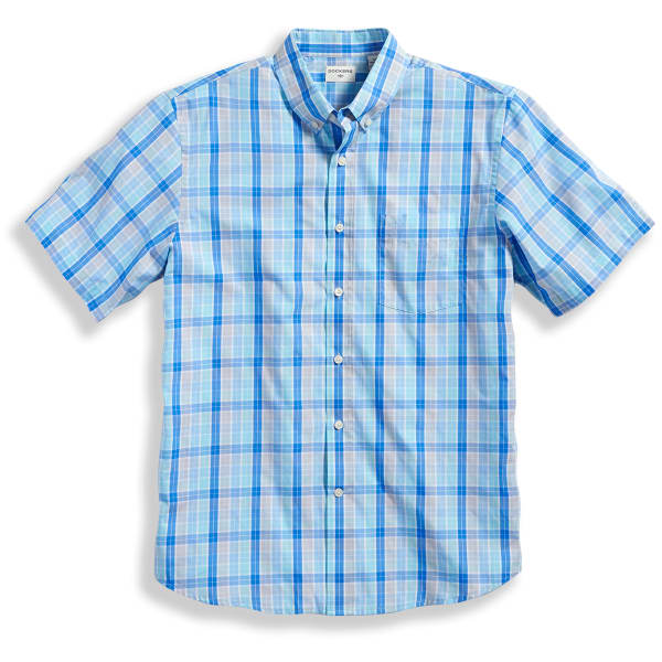 DOCKERS Men's Medium Plaid Woven Short-Sleeve Shirt