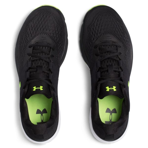 UNDER ARMOUR Men's UA Charged Rebel Running Shoes, Black/Overcast/Quirky Lime