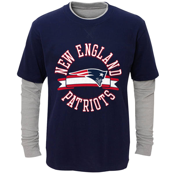 NEW ENGLAND PATRIOTS Boys' Definitive Faux Layer Long-Sleeve Tee