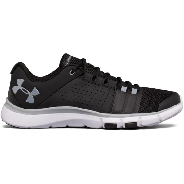 UNDER ARMOUR Men's Strive 7 Cross-Training Shoes, Black/White/Steel, Wide