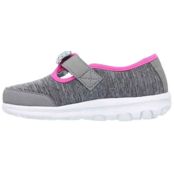 SKECHERS Girls' GoWalk  Bitty Bow Shoes, Gray