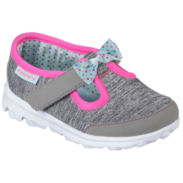 SKECHERS Girls' GoWalk  Bitty Bow Shoes, Gray