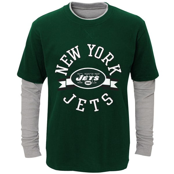 NEW YORK JETS Boys' Definitive Faux Layer Long-Sleeve Tee