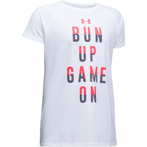 UNDER ARMOUR Girls' UA Bun Up, Game On Short-Sleeve Tee