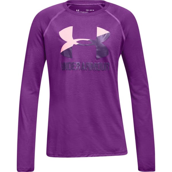 UNDER ARMOUR Girls' UA Big Logo Slash Long-Sleeve Tee