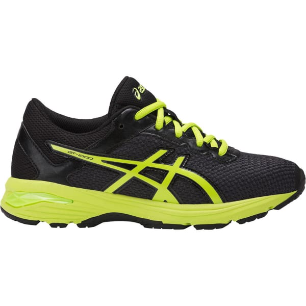 ASICS Boys' GT-1000 6 GS Running Shoes, Black/Energy Green/Silver