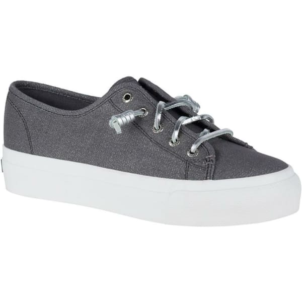 SPERRY Women's Sky Sail Metallic Twill Boat Shoes, Dark Grey