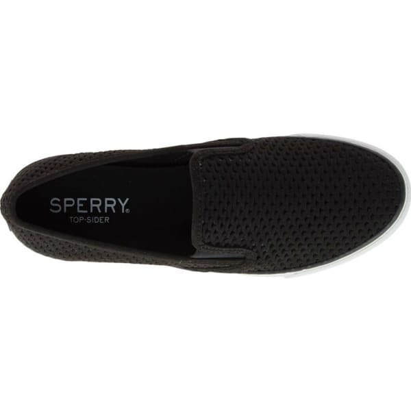 SPERRY Women's Seaside Scale Perf Slip-On Boat Shoes, Black