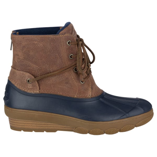 SPERRY Women's Saltwater Wedge Tide Waterproof Duck Boots, Navy/Tan