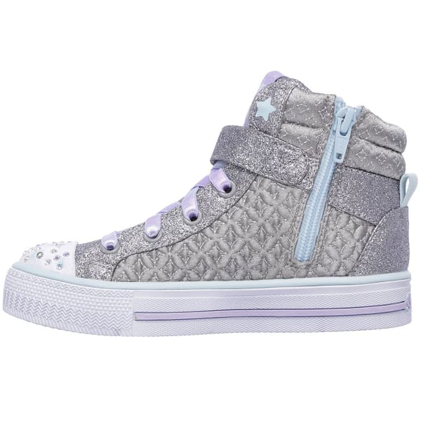 SKECHERS Girls' Twinkle Toes: Shuffles - Twinkle Charm High-Top Sneakers, Charcoal