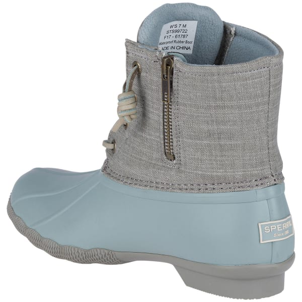 SPERRY Women's Saltwater Canvas Waterproof Mid Duck Boots, Abyss/Grey