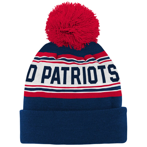 NEW ENGLAND PATRIOTS Big Kids' Jacquard Cuffed Pom Knit Beanie