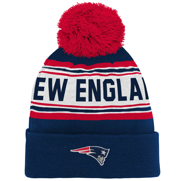 NEW ENGLAND PATRIOTS Big Kids' Jacquard Cuffed Pom Knit Beanie