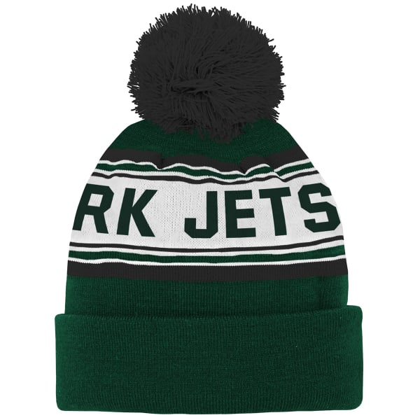 NEW YORK JETS Big Kids' Jacquard Cuffed Pom Knit Beanie