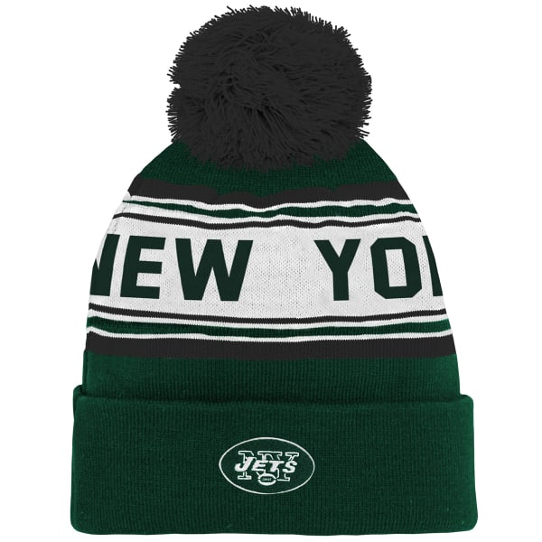 NEW YORK JETS Big Kids' Jacquard Cuffed Pom Knit Beanie