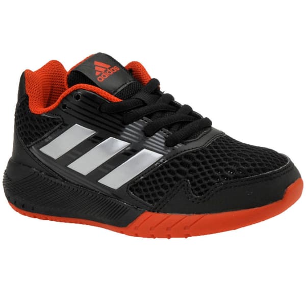 ADIDAS Little Boys' AltaRun K Running Shoes, Black/Silver/Red