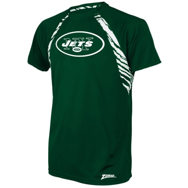 NEW YORK JETS Men's Zebra Stripe Poly Raglan Short-Sleeve Tee