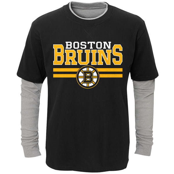 BOSTON BRUINS Big Boys' Defensive Pair Layered Long-Sleeve Tee