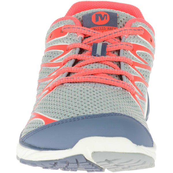 MERRELL Women's Bare Access Arc 4 Running Shoes, Sleet/ Vibrant  Coral