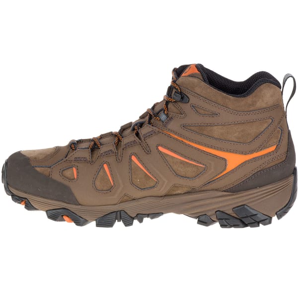 MERRELL Men's Moab FST Leather Mid Waterproof Hiking Boots, Dark Earth, Wide