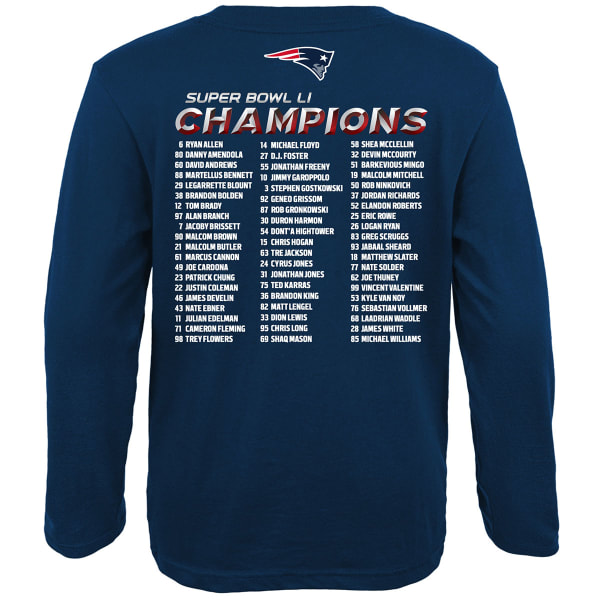 NEW ENGLAND PATRIOTS Kids' Super Bowl LI Champions Team Coronation Roster Long-Sleeve Tee