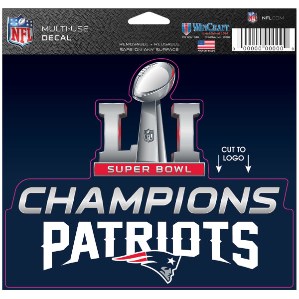 NEW ENGLAND PATRIOTS 2016/17 Super Bowl Champions Multi-Use Decal